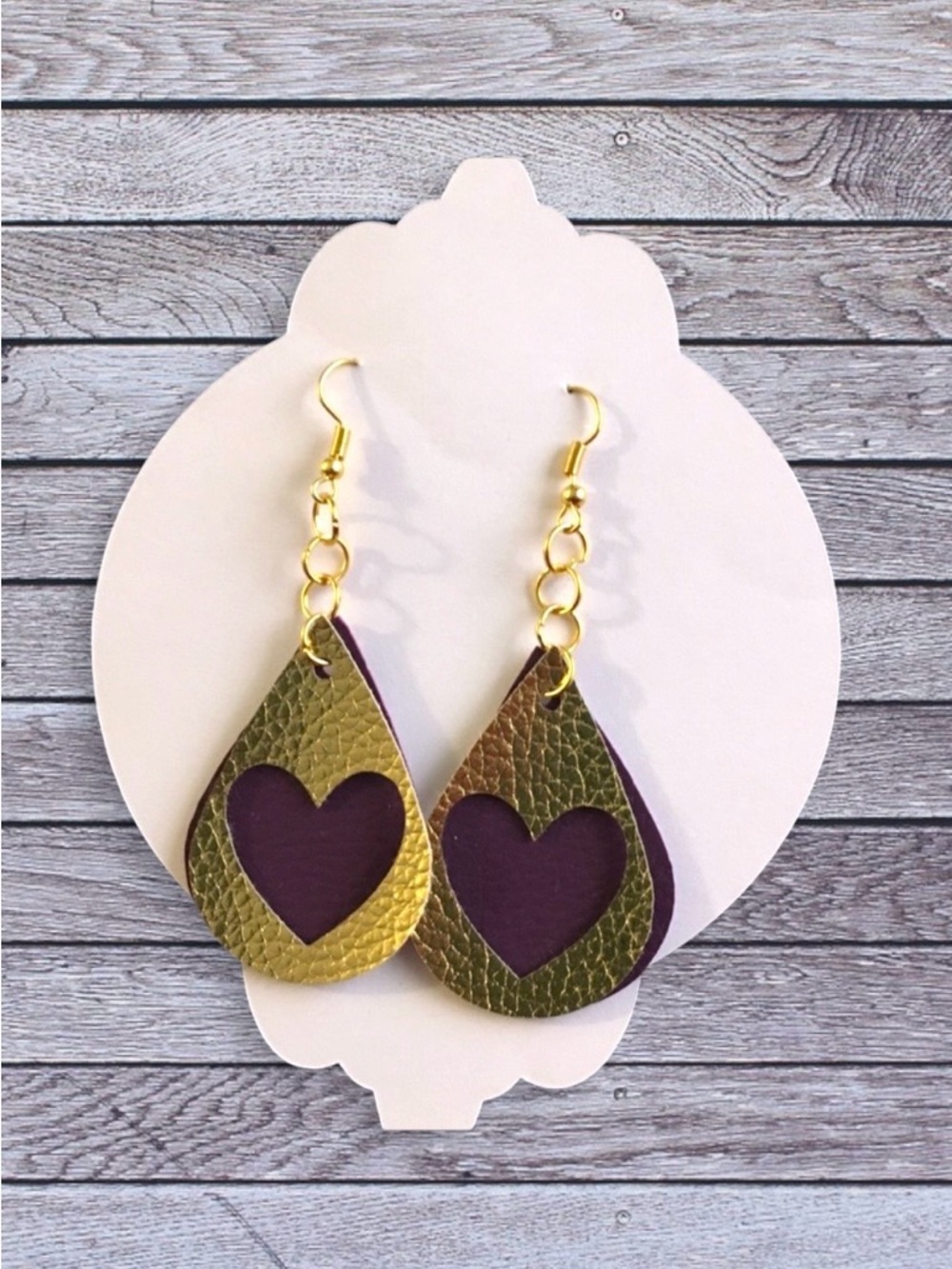 NEW Faux leather heart earrings